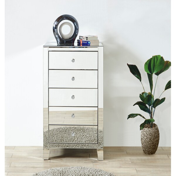 5 Drawer Chest 24 In X 18 In X 45 In.In Clear Mirror